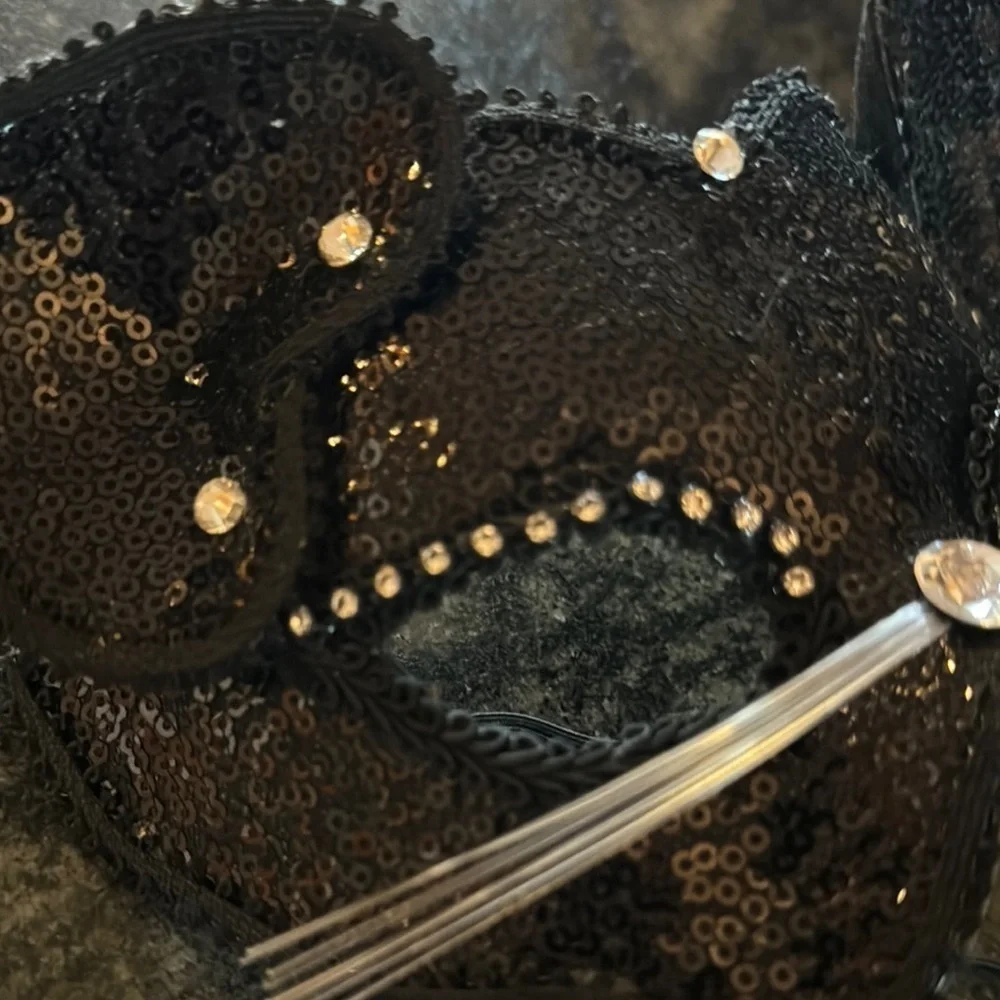 Sequin Black Cat Face Mask